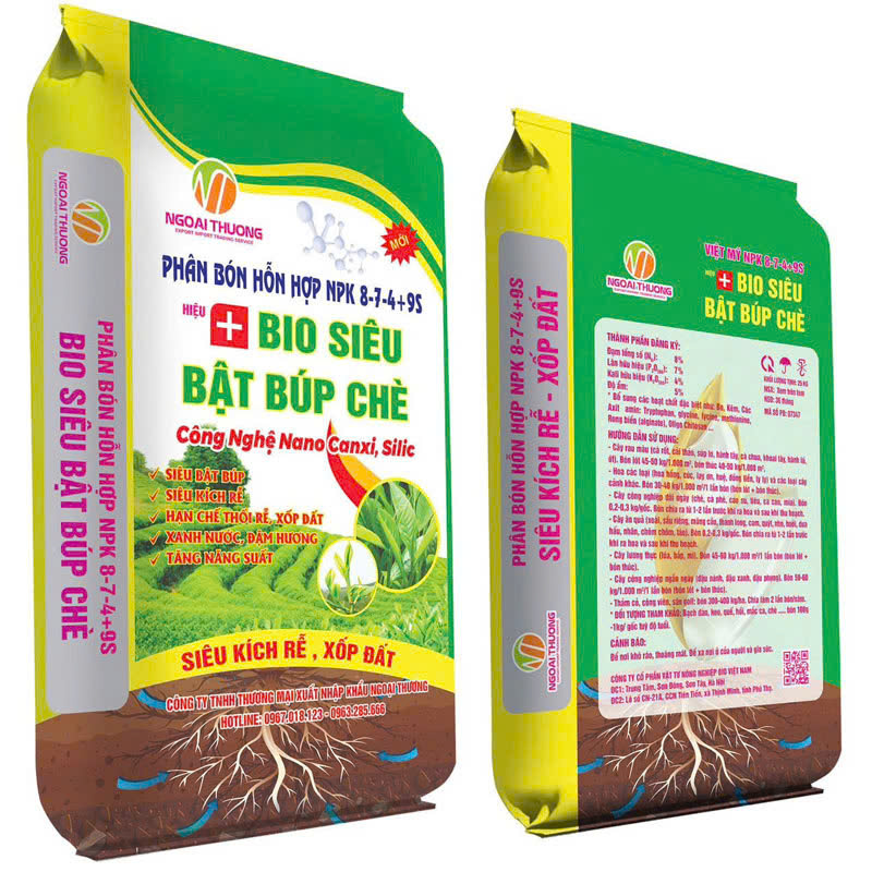 Bio Siêu Bật Búp Chè NPK 8-7-4+9S