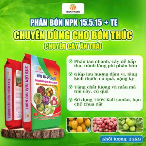 Phân Bón NPK 15.5.15 + TE Chuyên Dùng Cho Bón Thúc